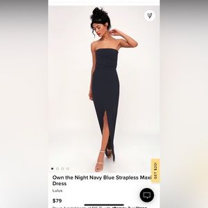 Own the night navy blue strapless dress from lulus